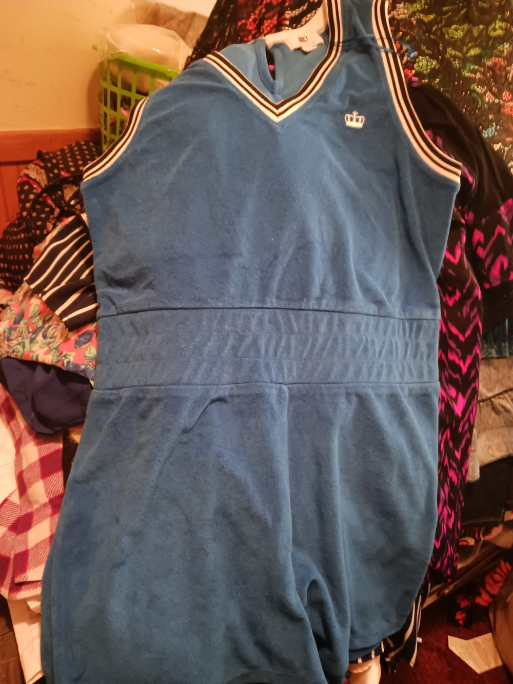 Juicy Couture Blue Ribbed Jacket with Striped Trim